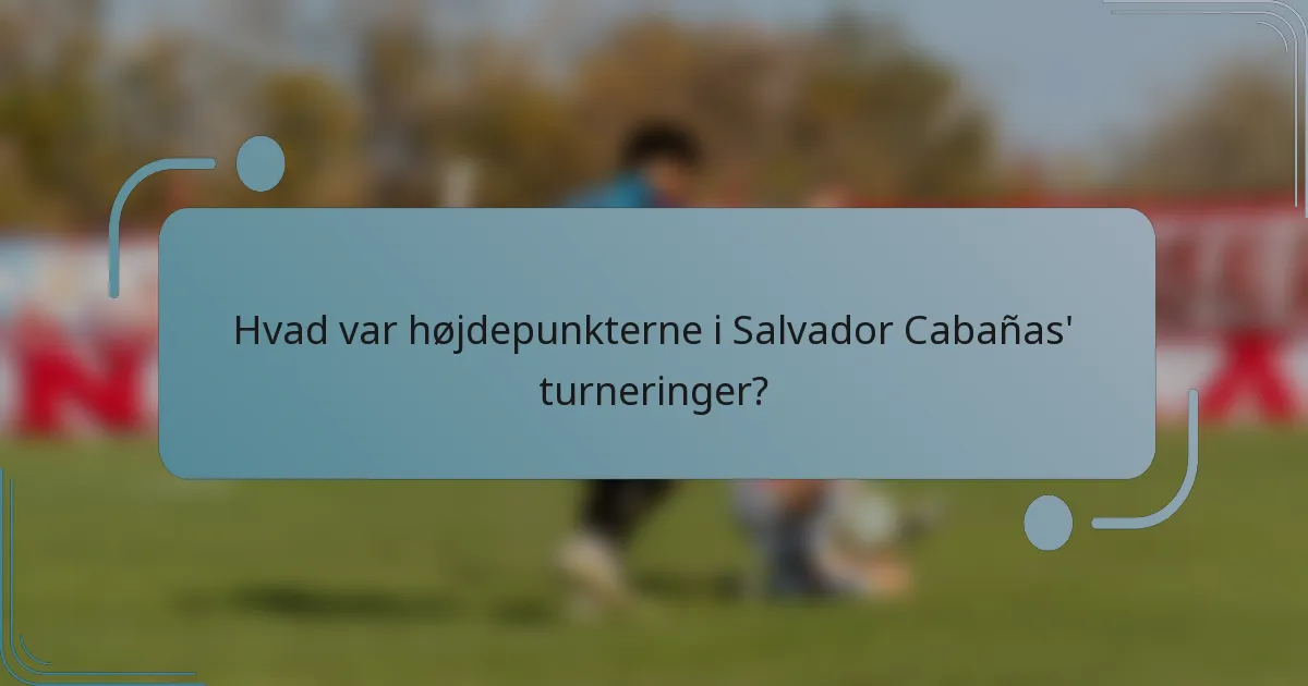 Hvad var højdepunkterne i Salvador Cabañas' turneringer?