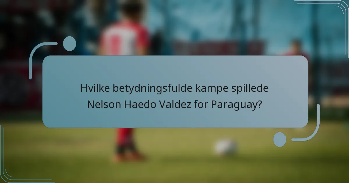 Hvilke betydningsfulde kampe spillede Nelson Haedo Valdez for Paraguay?