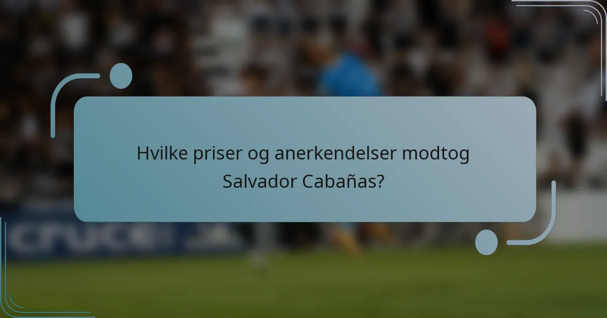 Hvilke priser og anerkendelser modtog Salvador Cabañas?