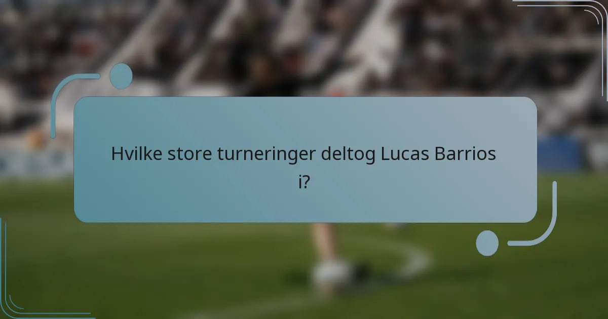 Hvilke store turneringer deltog Lucas Barrios i?
